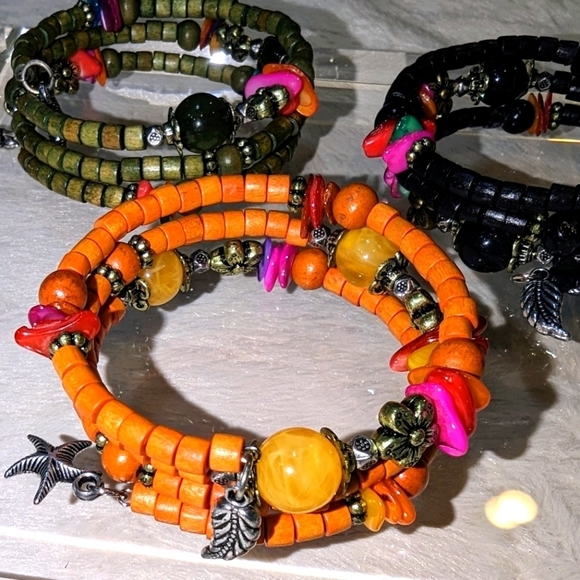 Set (4) BOHEMIAN Wrap Bracelet BOHO Beaded Handmade Charm Bracelets Jewelry - Picture 1 of 9